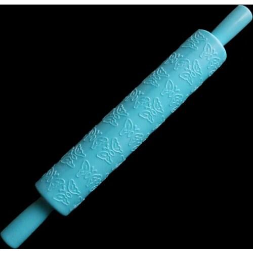 Gift Fondant Cake Decorating Baking Tool Butterfly Pattern Embossed Rolling Pin Cake Paste Gum Sugarcraft Decorating Tool