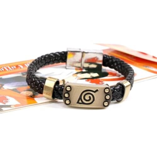 Wholesale Naruto Uzumaki Kakashi Headband Symbol Bracelet Uchiha Sasuke Cosplay Fashion Jewelry