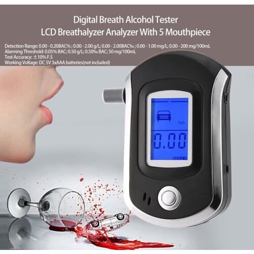 Professional Pocket Digital Alcohol Breath Tester Analyzer Breathalyzer Detector Test Testing LCD Display