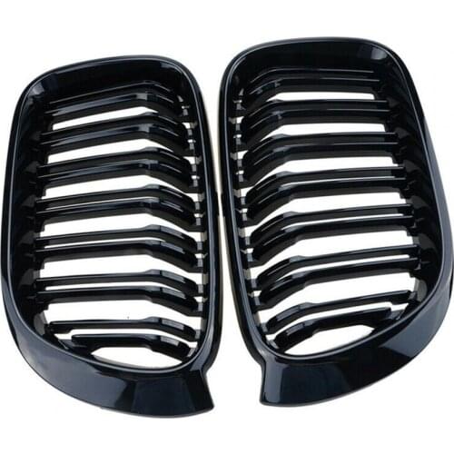1Pair Glossy Black Front Kidney Grilles 51117338571 51117338572 51137367422 for BMW X3 X4 Series F25 F26 14-16
