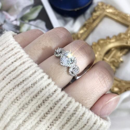 Romantic Heart Shaped Wedding Rings For Women AAA+Cubic Zircon Crystal White Gold Color Fashion Jewelry R501