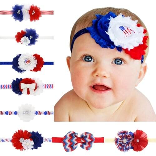 Hand Sewing Rhinestone Beads Flowers Toddler Elastic Headband Fashion Sequins Bows Floral Hairband Princess Headwear Photo Props