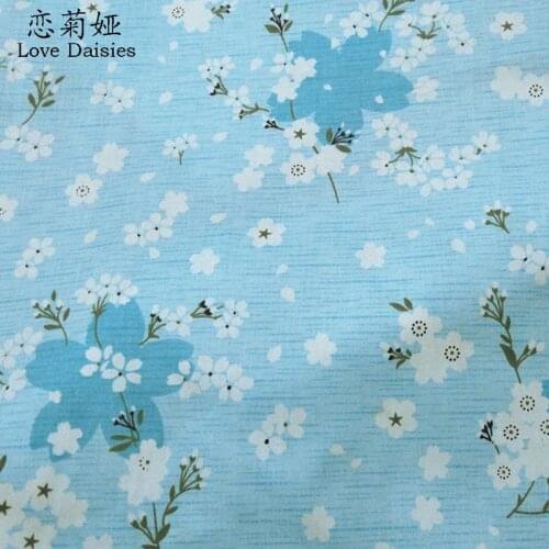 Japanese style blue Cherry blossoms 100% Cotton twill tissues for DIY patchwork doll clothes dress handwork cloth fabrics