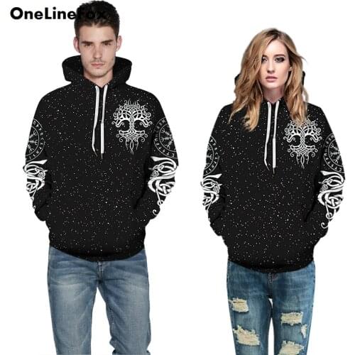 OneLineFox Harajuku Totems Hoodies Men/Women Animal Winter Hoodies Unisex Sweatshirt Pullover Tracksuits Coats Streetwear Hoody