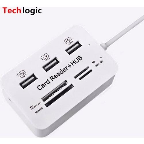 USB HUB 2.0 multi function 3 ports 4 card reader high speed USB HUB splitter Hub portable USB combo 7 in one for PC notebook