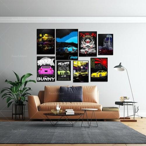 Japanese canvas wall art car decoration/cartoon car gift/exquisite and detailed high-end car poster/comic car poster