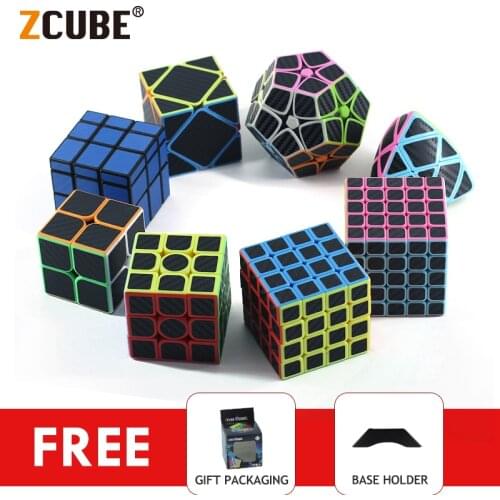 ZCube Carbon Fiber Stickers Magic Cube 2x2 megaminx 3x3 4x4 5x5 twist Pyramid mirror Speed Cubo Magico Puzzle Crazy Toys