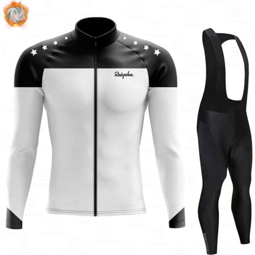Ralvpha Winter Fleece Cycling Jersey Set Mountian Bicycle Clothes Wear Ropa Ciclismo Thermal Fleece Bike Clothing Cycling Set
