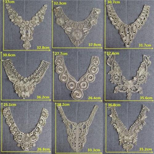 Golden Floral Lace Collar Fabric Trim DIY Embroidery Lace Fabric Neckline Applique Sewing Craft YL189-YL203