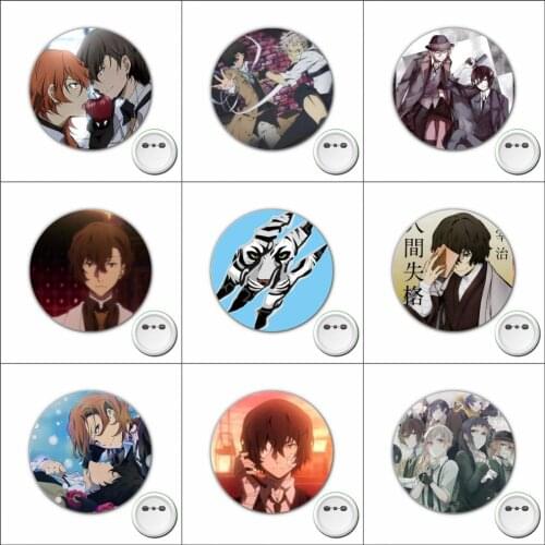 1pcs anime Bungou Stray Dogs Cosplay Badge Cartoon Pins Brooch for Clothes Accessories Backpacks bags Button Badges