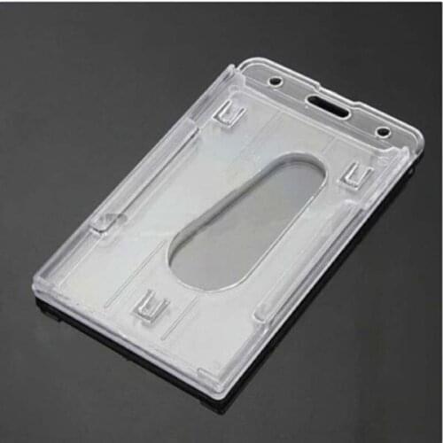 1 PCS New Clear Vertical Hard Plastic Badge Holder Double Card ID Transparent 10x6cm