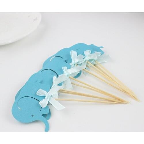 10pcs Cute Elephant Cake Toppers Baking Cup Cake Picks for Cupcake Wrapper Kids Wedding Birthday Party Cake Decoration