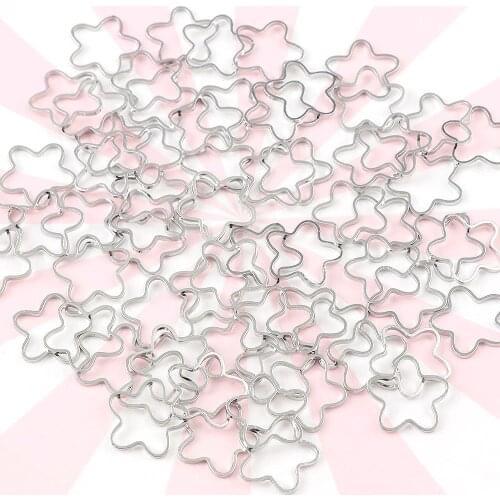 20Pcs Nail Art Charms Gold Silver Star Rivet Gems Frames Hollow Nail Art Jewels Decal For Nail Art Decoration 3D Manicure Decals