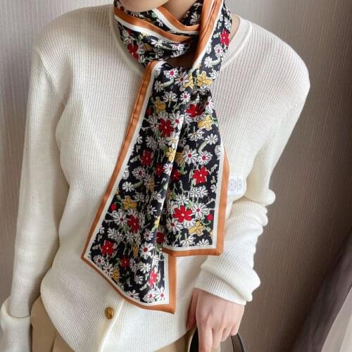 2021 Fashion Handkerchief Neck Scarf For Women Shawl Silk Satin Hair Scarfs Female Headband Bandana Head Scarves Kerchief Ladies