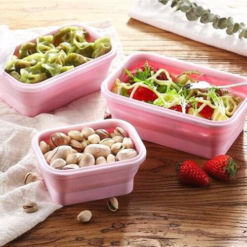 3Pcs/set Silicone Lunch Box Portable Folding Bowl Collapsible Children Adult Lunchbox 350/500/800ml Food Crisper Food Fresh Box