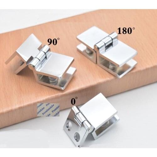 4Pcs/Lot Chrome Solid Brass Zinc 5-8mm Glass Door Hinge Show Case Wine Cabinet Cupboard 0 90 180 Degrees Side by Side Glass