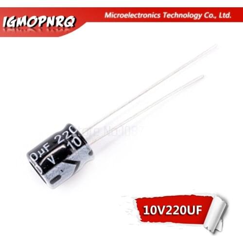 50PCS 10V220UF 6*7mm 220UF 10V 6x7mm Aluminum Electrolytic Capacitors DIP