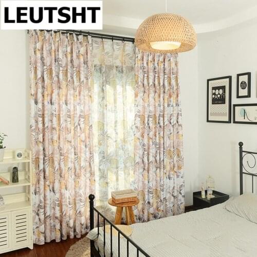 American Country Pastoral Autumn Chrysanthemum Small Fresh Curtainfor Living Room Bedroom Balcony Blackout Curtain Customization