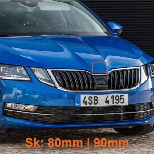 Car Styling 80mm 90m Middle Front Grille Rear Trunk Emblem Replacement Logo Sticker for Skoda Octavia Superb Fabia Rapid Kodiaq