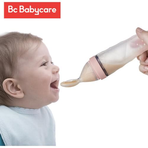BC Babycare Silicone Baby Squeezing Feeding Spoon Infant Food Supplement Bottle Vegetable Fruit Rice Cereal Dropper Feeder Spoon