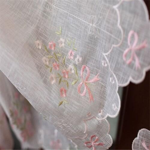 Free Shipping Slubby Yarn Tube Lifting Curtains Balloon Romantic Shades Finished Fan Draw Ribbon Short Drapes Blinds Purdah