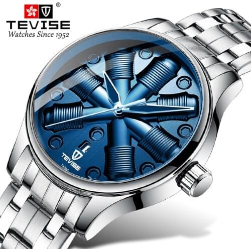 New Steel Strip Watch Mens Mechanical Watch Multi-function Waterproof Watch Luminous Hands Men Watches Zegarek Meski