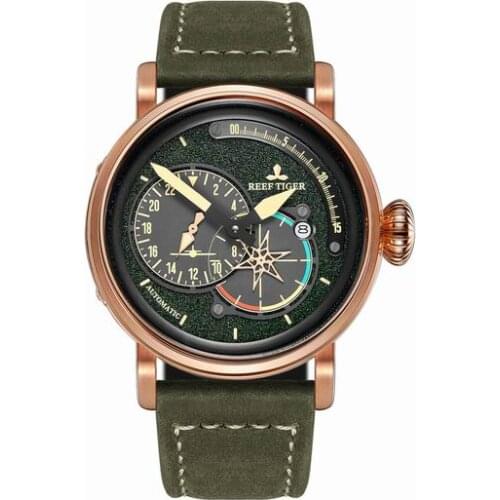 Reef Tiger Aurora Serier RGA3019 Men Fashion Sport Multifunction Flight Dashboard Dial Automatic Mechanical Wrist Watch