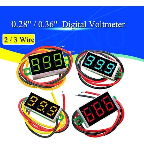 0.36 inch 0.28inch 2 wire 0-30V / 3 wire DC 0V-100V voltmeter digital meter variable precision electric quantity display element