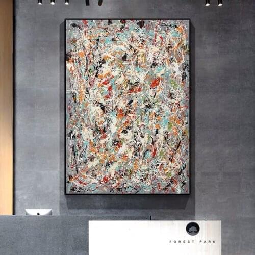 Citon Jackson Pollock Masterpiece Abstract Oil Painting Canvas Posters and Prints Wall Art Pictures for Living Room Home Decor