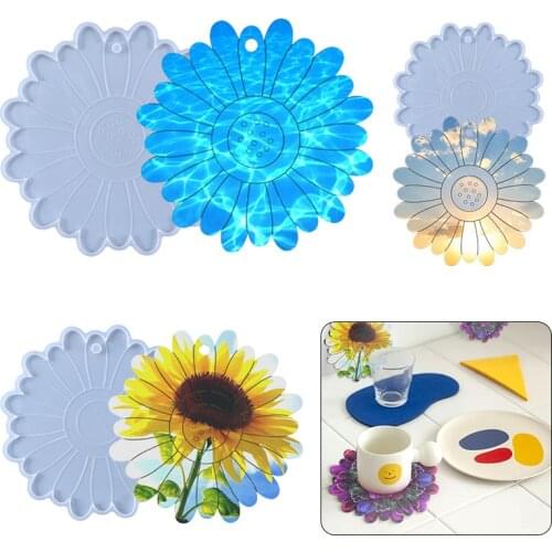 DIY Sunflower Coaster Molds Tea Coaster Kit Epoxy Resin Molds for Resin Cups Mats Home Decoration Resin Crafts
