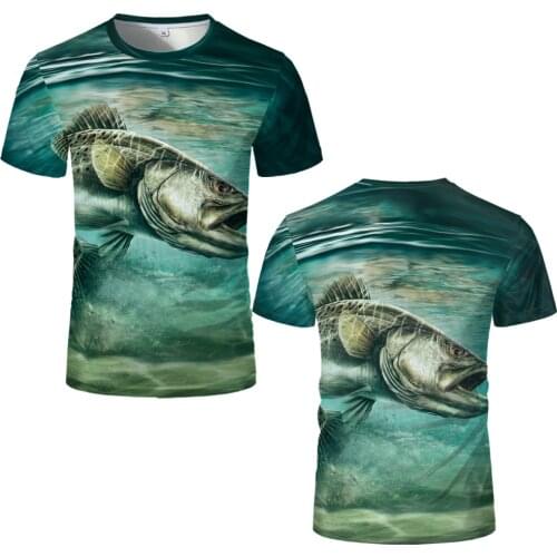 Mens clothing male t-shirt oversize fashion anime shark pattern 3D t-shirt childrens wear ocean fish shirt for men with collar