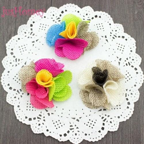 JusHomey 24pcs Handmade Burlap Carnation Flowers Rustic Jute Hessian Flower Wedding Decoration Centerpiece DIY Craft Supply