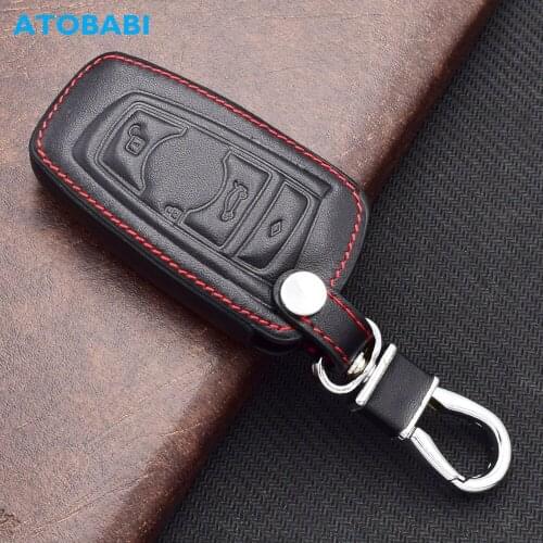 ATOBABI Leather Car Key Case For BMW 1 3 5 7 Series X3 X4 M3 M4 M5 525 118 320i Smart Remote Control Fobs Shell Protector Cover