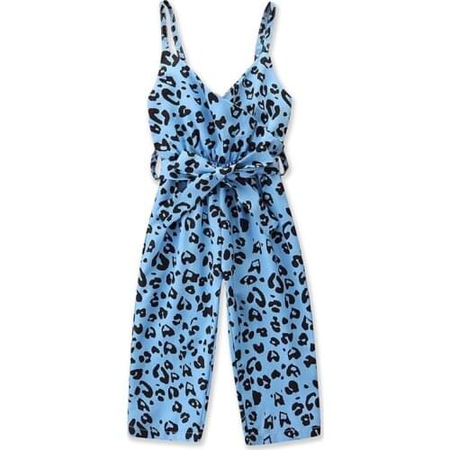 Summer Girls' Cotton Casual One-piece Fashion Leopard Overalls Girl Jumpsuit Childrens Clothing