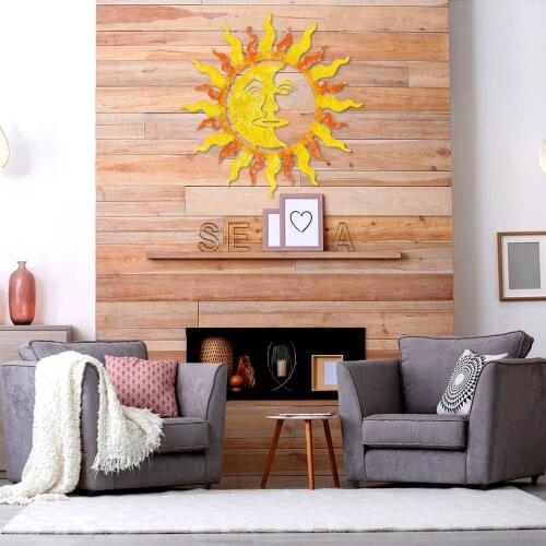 Metal Wall Art Decoration Wrought Iron Sun Hanging Ornaments for Home Living Room Garden Decoration ALI88