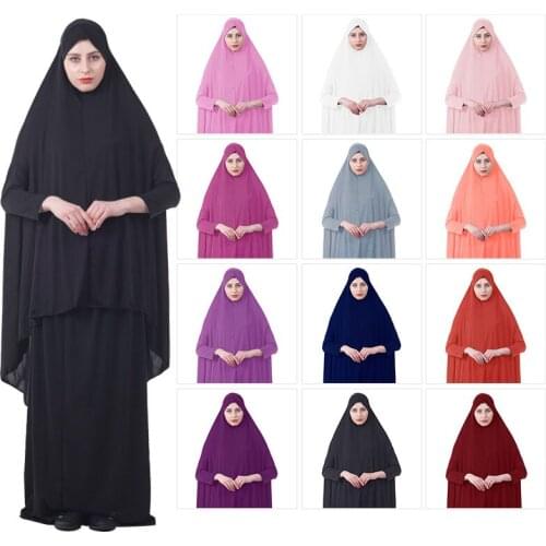 Muslim hijab dress arabic dubai women abaya dress fashion loose turban dress skirt set islamic dresses with hijab