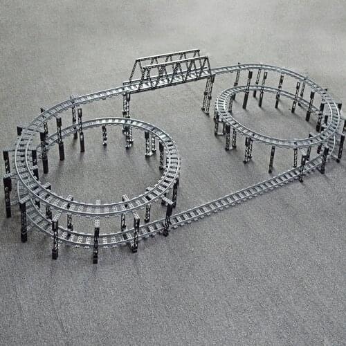Train Uphill Track Model Set Straight Curved Rails City Bridge Construction Assembled Design Building Blocks For Children Gifts