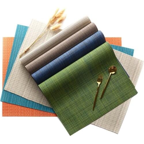 European style pvc table mat thermal insulation non-slip anti-scalding mat hotel Teslin square woven western table mat