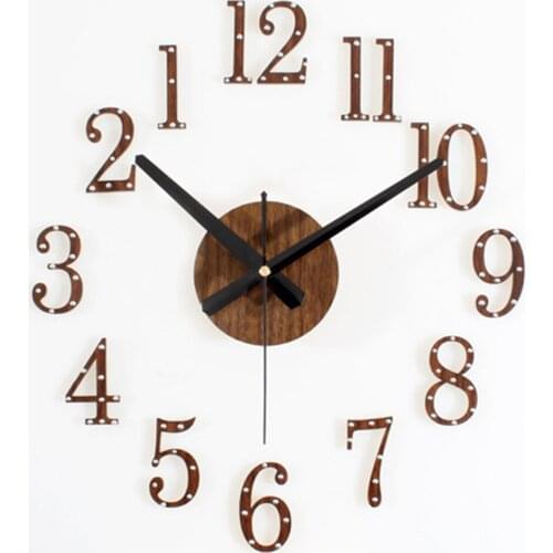 New arrival back in time Quartz clocks fashion watches 3d real big wall clock rivet mirror sticker diy living room decor