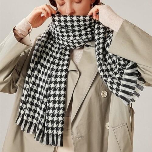 Autumn Winter Female Plaid Scarf Women fashion Wide Lattices Long Shawl Wrap Blanket Imitation cashmere Warm Fringed shawl 2021