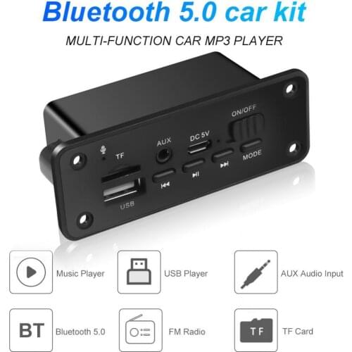 Mini Bluetooth 5.0 Decoder Board Audio Receiver Car Loudspeaker FM Radio Music Amplifier Module MP3 Music Player Decoder Board