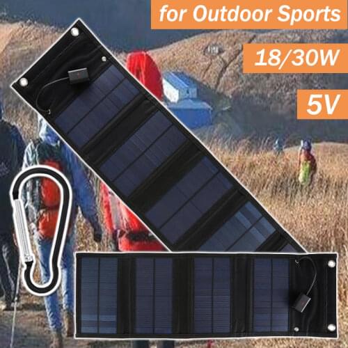 18/30W 5V Foldable Solar Panel Kit DIY Battery Charging Board Portable Outdoor Solar Cell for Phone Camera Lighting Emergency