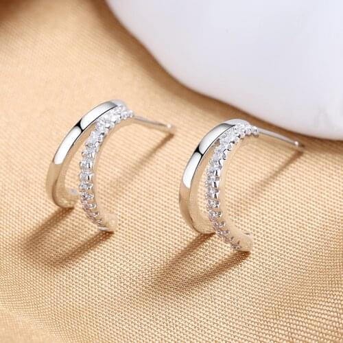 Silver Plated Fashion Design Crystal Stud Earrings Womens Classic Fashion Gold Plated Irregular Jewelry Unusual Stud Earrings