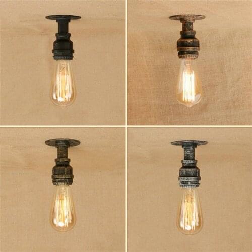 Iron Pipe Ceiling Light Vintage E27 Loft Indoor Ceiling Lamp Holder Mirror Beside Wall Sconce Lighting Fixtures