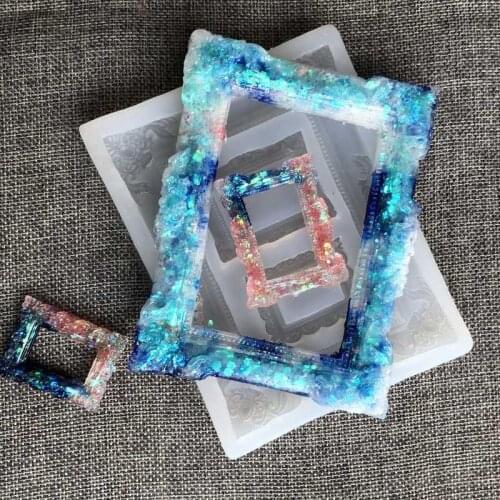 Transparent color photo frame and mirror frame silicone mold fondant soft pottery clay epoxy plaster modeling tool