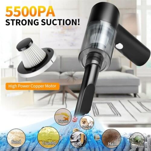 120W Cordless Handheld Vacuum 5500Pa Powerful Suction Dust Cleaner Rechargeable Car Auto Home Cleaning Accessories
