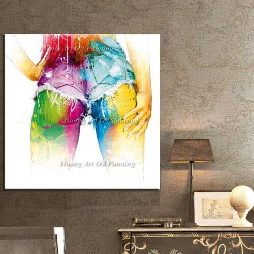 Hand Painted Modern Sexy Girls Ass Oil Painting Decorative Colorful Hip Painting On Canvas For Bed Room Wall Decor