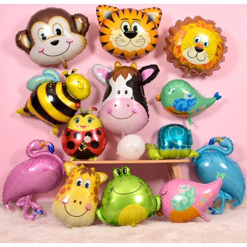1pc Cartoon Animal theme Foil Balloon Birthday Panda Lion Tiger Shark Monkey Crab Party Decoration Baby bath toys globos
