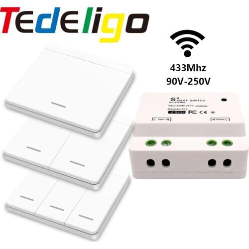 Smart Home Push Button Light Switch 433Mhz Wireless Remote ON OFF Breaker 110V 220V 10Amp Receiver Water Heaters Ceiling Lamp