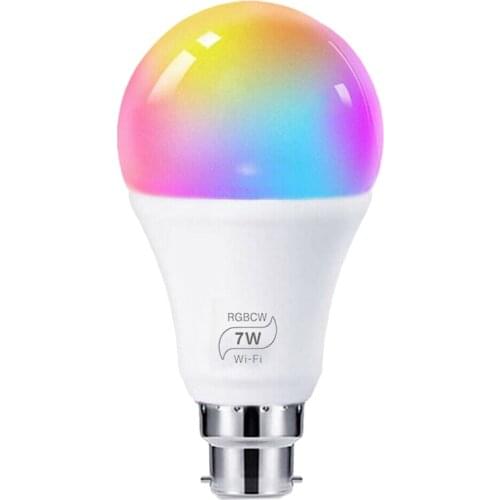 Dimmable Wifi Smart Light Bulb Lamp B22 7W 500LM 6500K RGB LED Light Bulb for Alexa Google Magic Home Kitchen